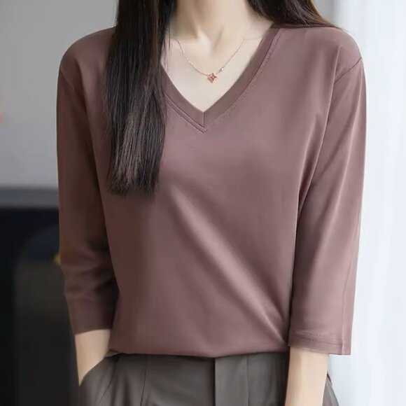 Mid-length sleeve Cotton Casual T-shirt (Multi-colour) - Picture 6 of 11
